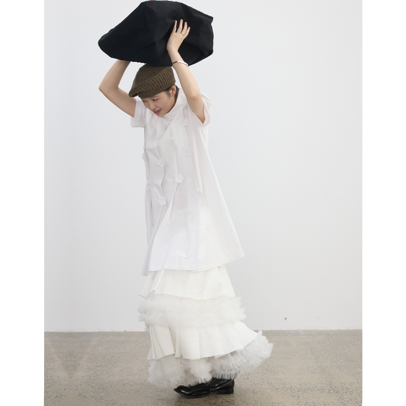 Sannai Nut Patchwork Mesh Lace White Cake Skirt Women's Summer Gauze Dress Skirt 51Q096 Sannai Nut Patchwork Mesh Lace White Cake Skirt Women's Summer Gauze Dress Skirt 51Q096
