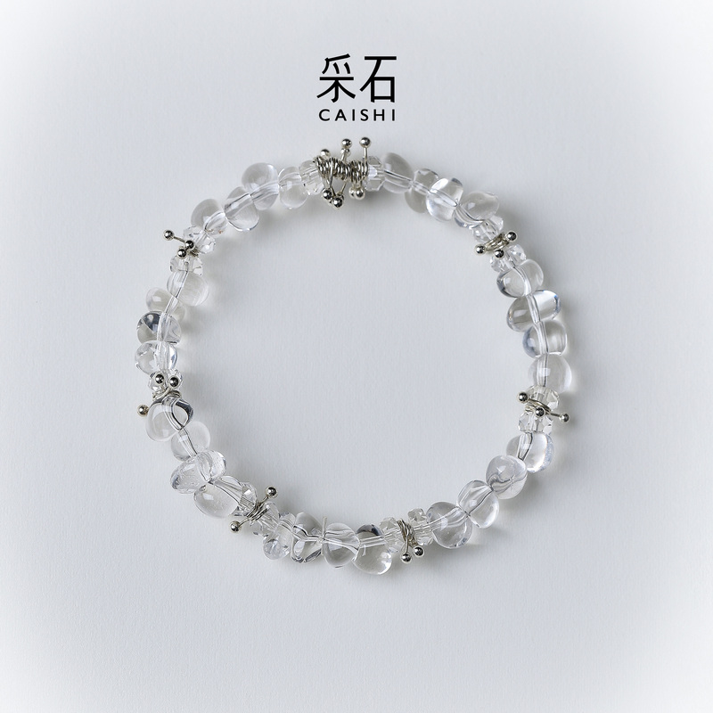 Stone Studio｜New Customer Benefits【Jianliu】Natural White Crystal Silver Needle Design High-End Versatile Bracelet
