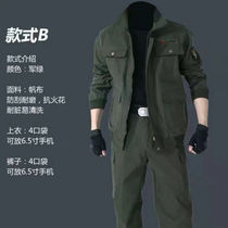 Feisheng pure cotton anti-scalding and wear-resistant work clothes suit mens spring and autumn welding thickened construction site labor protection clothing auto repair