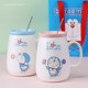Doraemon mug ceramic blue fat jingle cat cup internet celebrity with lid spoon couple coffee cup birthday gift