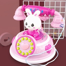 Childrens retro cartoon landline early education puzzle story machine mode simulation telephone light music toy girl