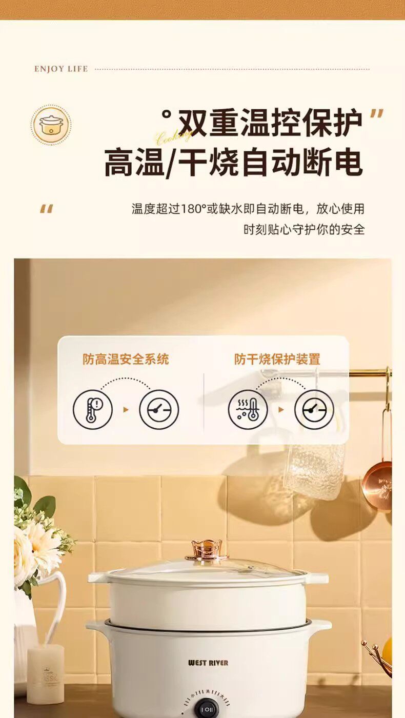 Плиты 德国全自动电火锅一体炒菜电炒锅多功能料理锅蒸煎炒涮不粘快煮锅 Other home