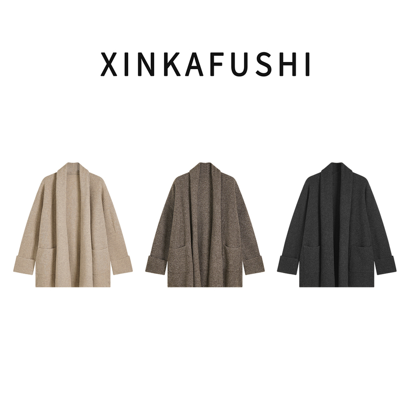 【Relaxed and Casual】Autumn and Winter 100% Sheep Wool 7-Gauge 26-Count One-Piece Green Fruit Collar Cardigan Jacket Yn3413