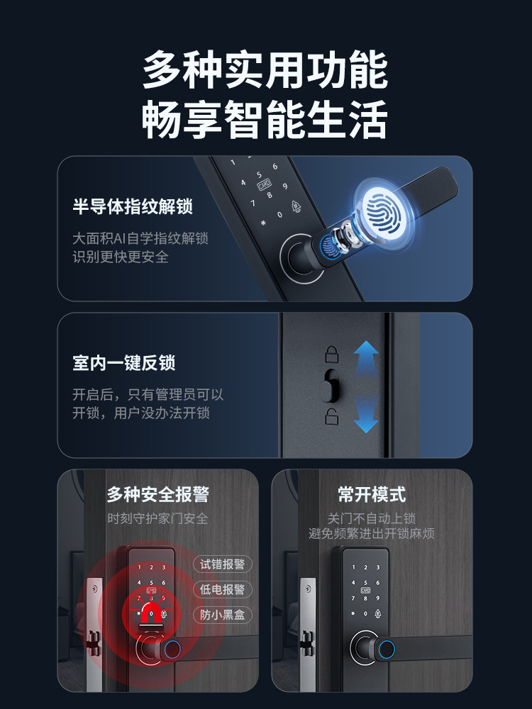 Indoor Wooden Door Fingerprint Lock, No Need to Change Holes, Universal Password Lock for Apartments, Guesthouses, Office, Home, Smart Door Lock