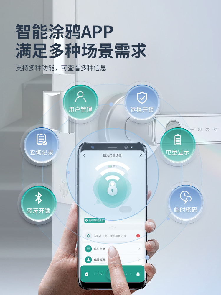 Fire Door Converted to Fingerprint Password Lock, Smart Lock for Home Entrances, Special Fire Door Electronic Lock for Underground Storage Rooms