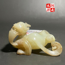 Old collection Ming Dynasty style Hetian jade dragon ornaments handles ancient jade old-fashioned antique jade collection