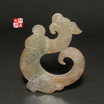 Old collection Ming Dynasty style Hetian jade dragon pattern pendant necklace ancient jade old antique jade collection