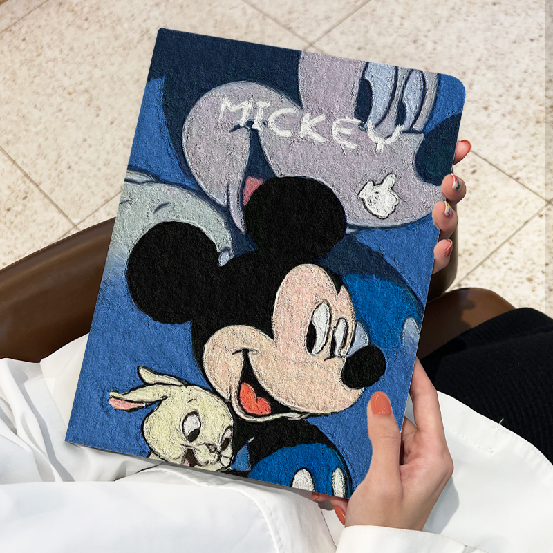 Suitable for iPad Protective Case Air5 with Pen Slot Ipad10 Tenth Generation Silk Pattern 10.2inch Cartoon Mickey Ipadpro11 Book-Style Mini6 Silicone 2022 Tablet Case Air4/3 Anti-Fall