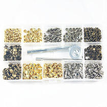 Supply cross-border 180 240 sets of metal copper double-sided rivet installation tool set leather shoes and hats bumping nails willow nails diy
