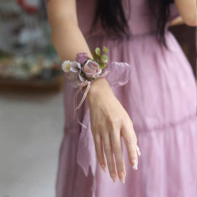 Bridal bridesmaids wedding emulation floral bridal bouquets bridal bouquets with bracelet High sensual wrist Flower Little crowdwedding-Taobao