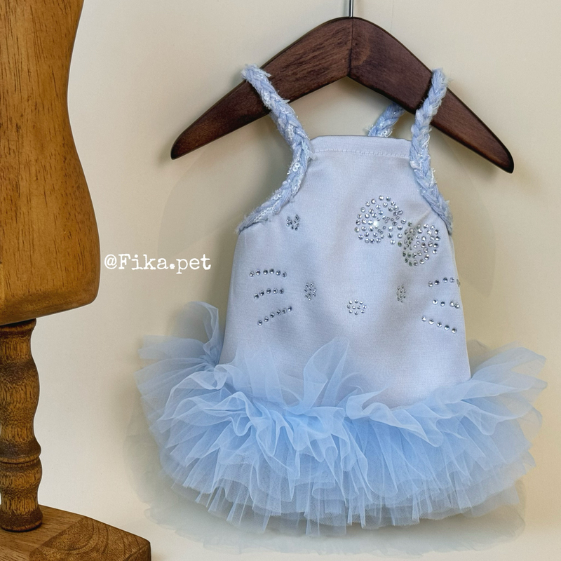Fika Pet Kitty Rhinestone Suspender Mesh Lace Summer New Dress Maltese Yorkshire Bichon