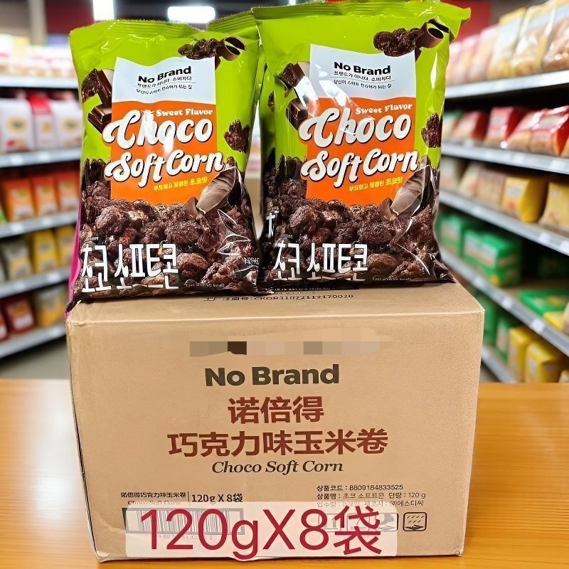 [Full Box of 12 Bags] Authentic Nobrand Chocolate Corn Rolls, 4 Bags of Korean Imported Popcorn