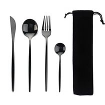 Portable 4Pcs Dinnerware Set Stainless Steel Tableware Cutle