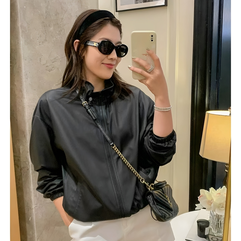 Ultra-Thin Genuine Leather Jacket for Women 2026 Autumn New Style Sheepskin Jacket Loose Stand-Up Collar Casual Outdoor Baseball Jacket