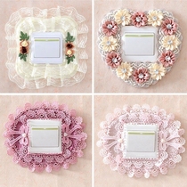Switch protective cover fabric lace home living room wall socket panel decoration cover ugly border beautification anti-dirty D