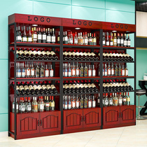 Red Wine Cabinet Show Shelves Supermarket Liquor Store Liquor Store Floor Cabinet Containing Iron Art Shelving Shelf Wine Rack Wine Rack