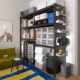 Black three-layer shelf shelf household multi-layer empty hole plate balcony luggage trolley storage rack