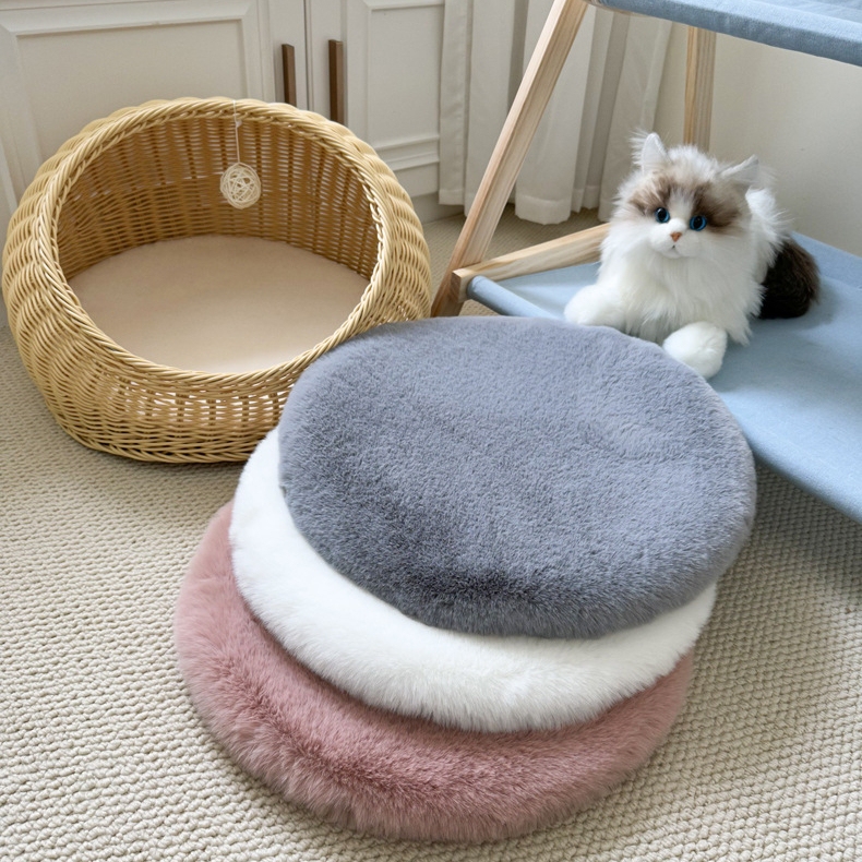 Cat Nest Round Mat Imitation Rabbit Fur Mat Pet Dog Bed Sleeping Mat Cat Climbing Frame Cushion Space Capsule Plush Blanket