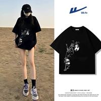 【Короткий рукав】 черный (внизу справа от больших чернил бамбуковую панду)