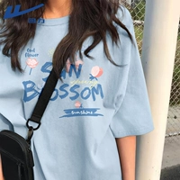 [100% хлопок, одинаковый стиль для мужчин и женщин, повседневный и универсальный] Ледниковый синий (цветут летние цветы 𫔭).