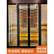 Modern light luxury stainless steel wine cabinet villa wine cellar wine rack constant temperature custom cigar cabinet red wine cabinet home display cabinet