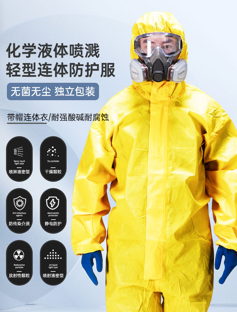 Защитная одежда 防护服防化服连体全身防毒面具轻型化学实验耐防酸碱防酸腐蚀硫酸