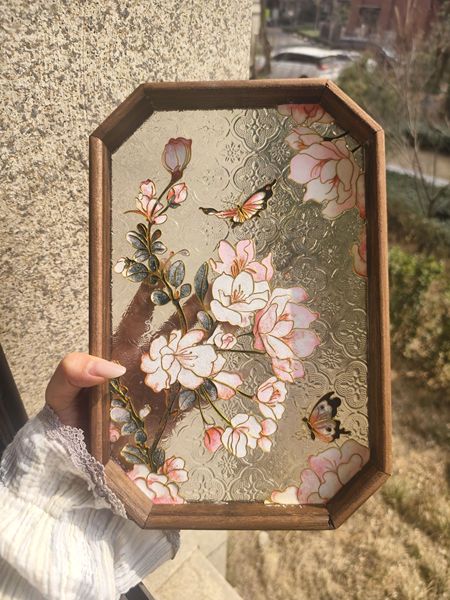 Begonia Cloisonné Enamel Painting DIY Handmade Materials Cloisonné Tea Tray Holiday Gift Decoration Team Building Activities