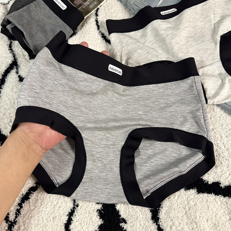 Gray Sports-Style Seamless Women's Underwear, Tummy Control, Breathable, Mid-Waist, Plus Size Briefs, 2026 New Model
