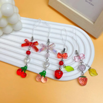Japanese and Korean fresh sweet and clear acrylic strawberry pendant personalized and fashionable cherry beaded mobile phone case hanging chain decoration