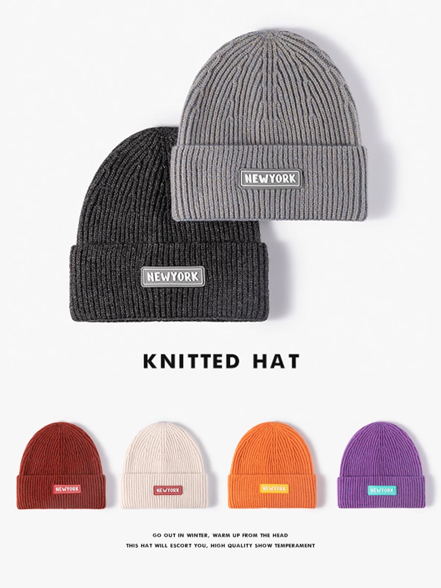 Winter Outdoor Ski Knitted Hat, Warm Adult Ski Equipment, Trendy Solid Color Cold-Proof Ski Hat