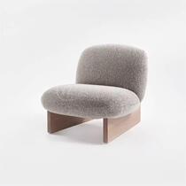 Wabi-sabi style fabric sofa chair small apartment living room balcony leisure single chair Nordic minimalist solid wood leisure sofa