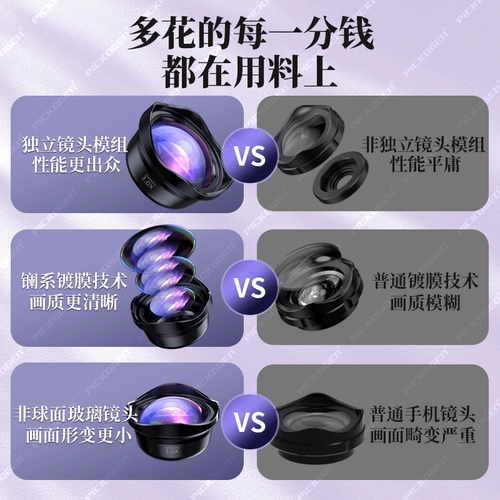 PICKOGEN Объектив мобильного телефона Широкий -Micro -дистабильный рыб Focus Focus Professional Shooting Starlight Polarized Filter Six -In -nem -inement внешний высокоопределение камеры вспомогательный артефакт Внешняя фотография Внешняя фотография.