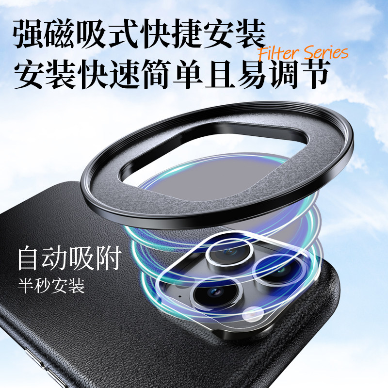 Pickogen Is Suitable for Apple 15 Pro Max Magnetic Phone Filter Protective Case iPhone 15 External Professional Photography Lens Set Polarizing Starlight Nd Light Reduction Gold Brushed Black Soft Lens