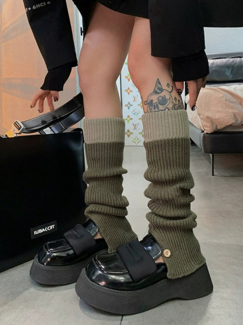 ຂາກວມເອົາ y2k socks calf protectors socks hot girl suits piles of knitted subculture millennium style ins