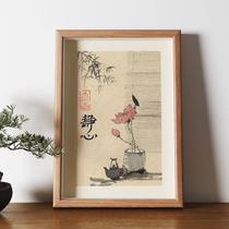 Meditation table setting new Chinese Zen style photo frame table setting calligraphy ornaments living room decoration painting desktop painting study calligraphy and painting