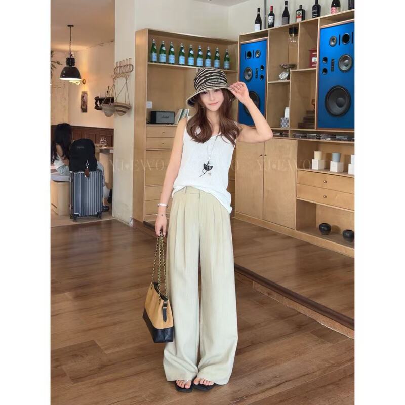 【Xiaoshuang Little Man】Slimming High-Waisted Casual Versatile Loose Drapey Casual Pants-2056 【Xiaoshuang Little Man】Slimming High-Waisted Casual Versatile Loose Drapey Casual Pants-2056