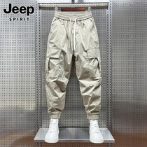 Jeep Jeep spring overalls mens 2024 new trendy loose casual pants leggings sports long pants for men