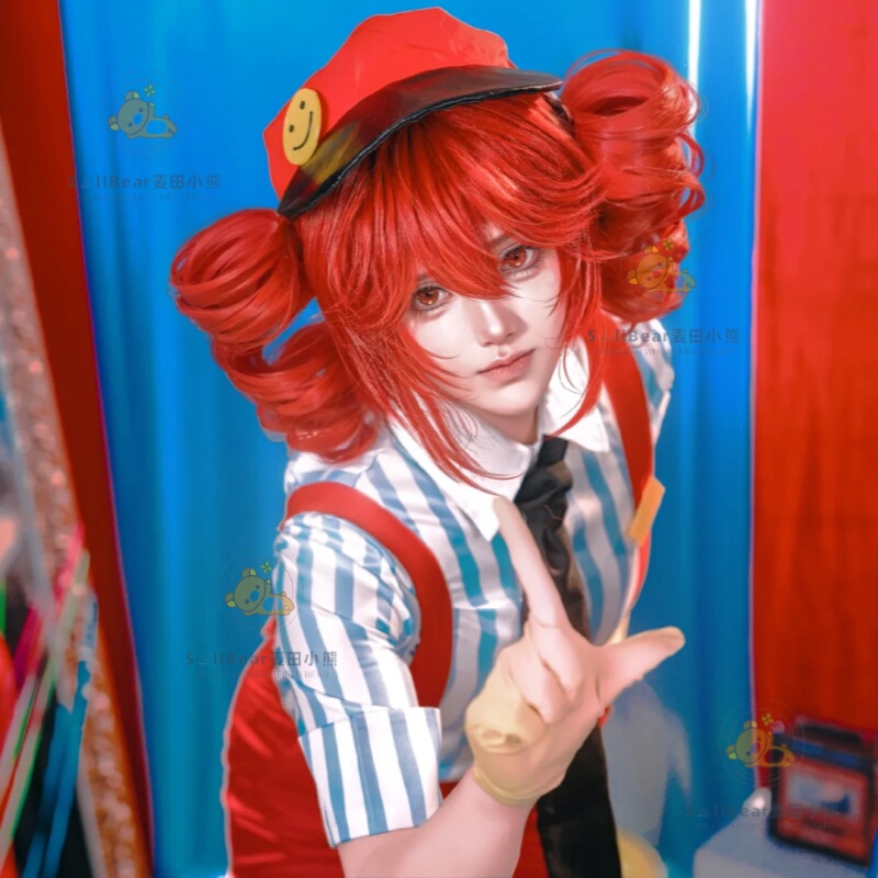 Hypnotist Cosplay Costume Mvteto Heavy Bass Cosplay Striped Overalls Anime Outfit Wig Hat Set Hypnotist Cosplay Costume Mvteto Heavy Bass Cosplay Striped Overalls Anime Outfit Wig Hat Set