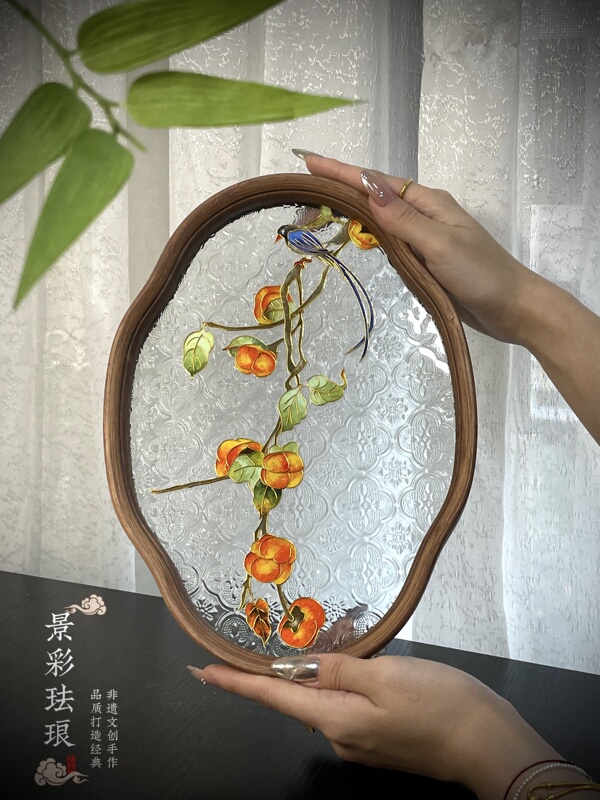 High-End Handmade - "May Your Wishes Come True" New Chinese-Style Cloisonné Filigree Enamel Wedding Tea Tray DIY Material Kit