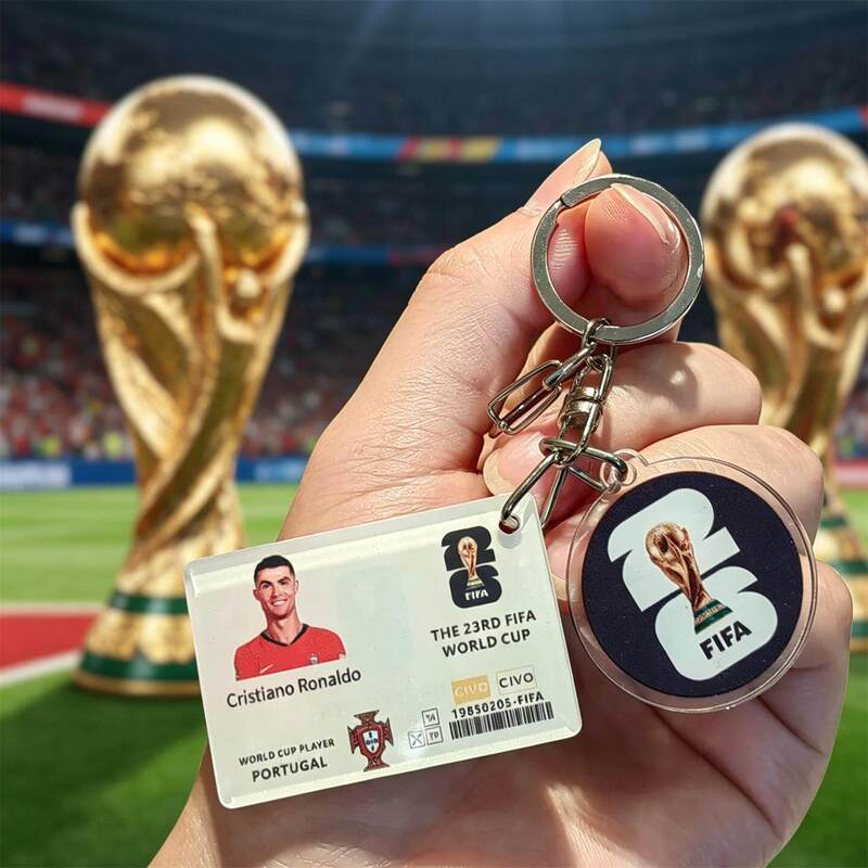 World Cup Pendant, Cristiano Ronaldo Football Keychain, World Cup Souvenir, Round Pendant, Fan Stress-Relief Gift