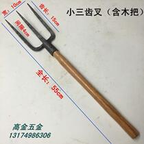 Agricultural steel fork four-pronged rake four-pronged fork iron rake steel fork straw fork small hoe three-pronged fork two-pronged fork