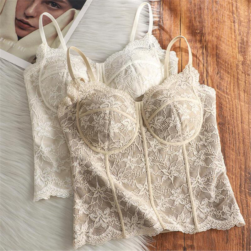 Victorian French Lace Camisole for Women, Thin Style 0.1cm with Chest Pads, Can Be Worn as an Inner Layer or Outerwear, Base Layer Top for Women