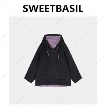 11-29F B【首尔假日】新款高级感撞色连帽双面大衣 25D-6666