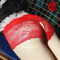 Girls do not need to put on and take off convenient underwear large size open low waist breathable transparent transparent briefs womens lace no ￥