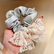 Korean temperament large bow lace hair band female Internet celebrity simple large intestine circle hair rope ins style ponytail hair accessory
