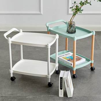 Movable small wheeled cart with living room and bedroom bedside storage multi-layer iron storage rack extended