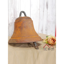 Retro bell iron bell doorbell cast iron hand bell school bell garden courtyard wall hanging hand bell decorative ornaments