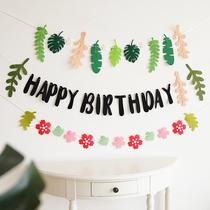 Sufa Korean Birthday Party Felt Bunting Flag Latte Art Decoration Scene Arrangement Trunk Kindergarten Hanging Flag Banner