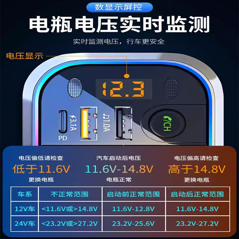 New Car Bluetooth Receiver Lossless Sound Quality Mp3 Player Car Converter Cigarette Lighter Charger