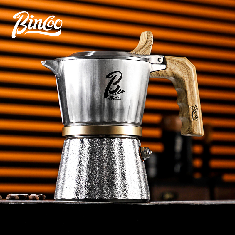 Bincoo Three-Valve Moka Pot Set 316 Stainless Steel Espresso Coffee Pot Home Double-Valve Coffee Maker Bincoo Three-Valve Moka Pot Set 316 Stainless Steel Espresso Coffee Pot Home Double-Valve Coffee Maker